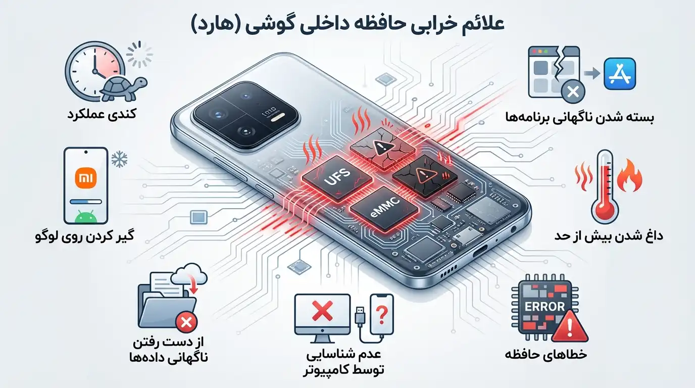 ۷ نشانه مرگ هارد | تعویض هارد گوشی شیائومی