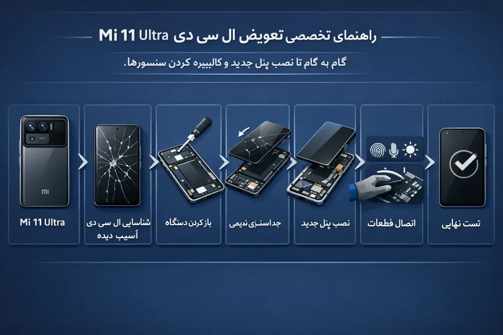 فرایند تعویض ال سی دی Mi 11 Ultra