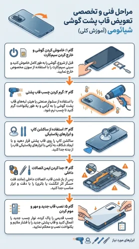 مراحب تعویض قاب پشت گوشی شیائومی