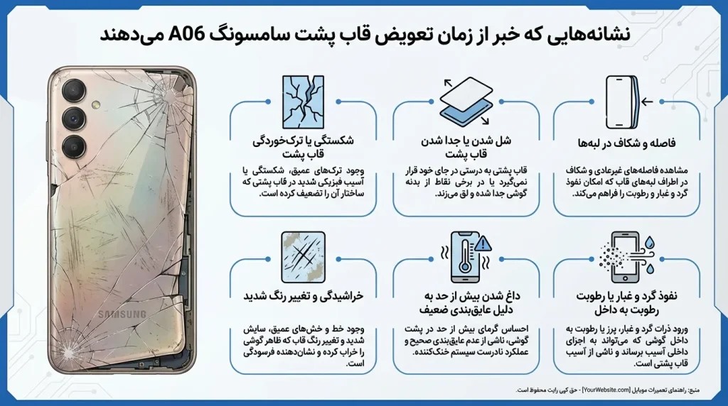 بررسی مراحل تعویض قاب پشت گوشی سامسونگ A06