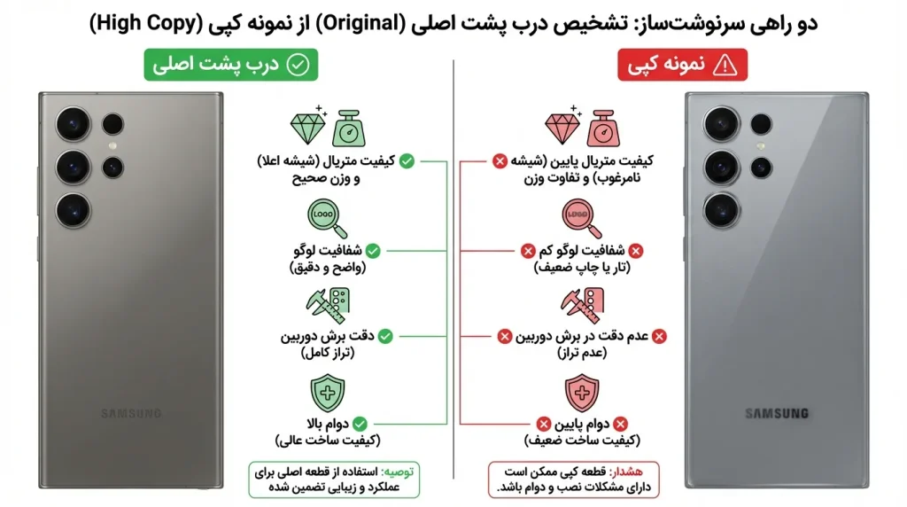 تشخیص درب پشت اصلی (Original) از نمونه کپی (High Copy)