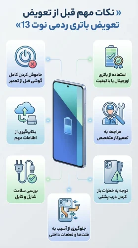 نکات مهم قبل از تعویض باتری ردمی نوت 13