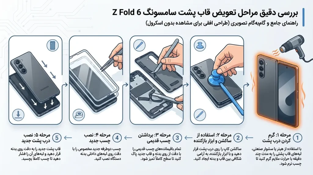 مراحل تعویض قاب پشت سامسونگ Z Fold 6