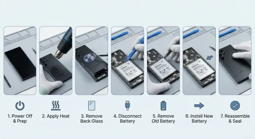مراحل تعویض باتری Galaxy S24 Ultra