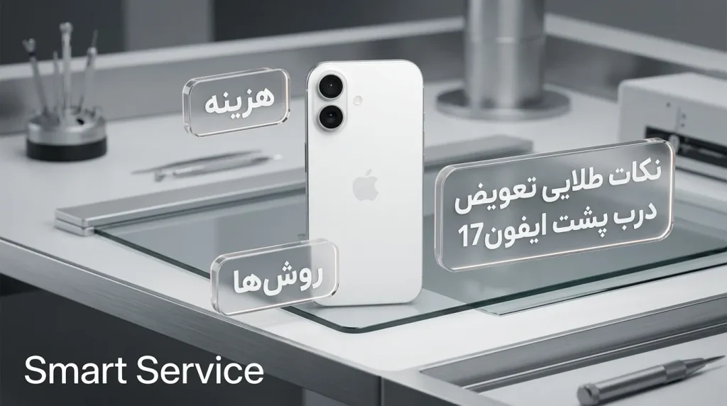 راهنمای جامع تعویض درب پشت آیفون ۱۷ (هزینه، روش‌ها و نکات طلایی)
